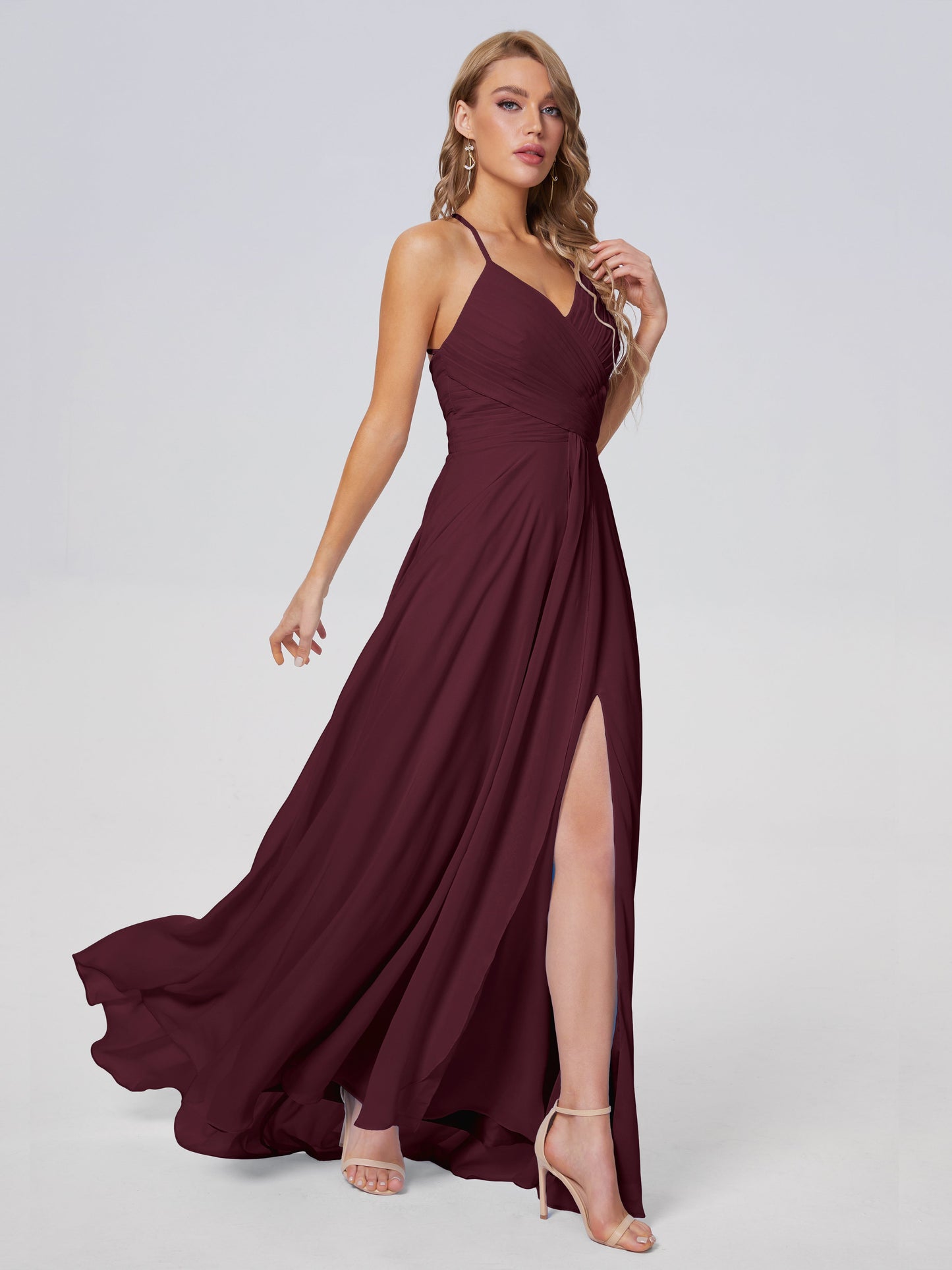 Harmony Unique Straps Chiffon Bridesmaid Dresses with Slit
