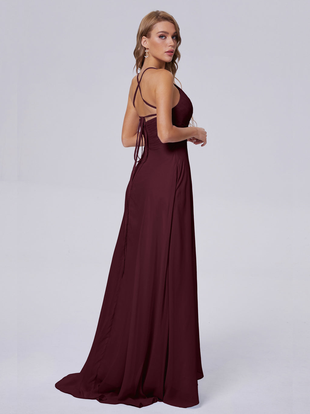 Harmony Unique Straps Chiffon Bridesmaid Dresses with Slit