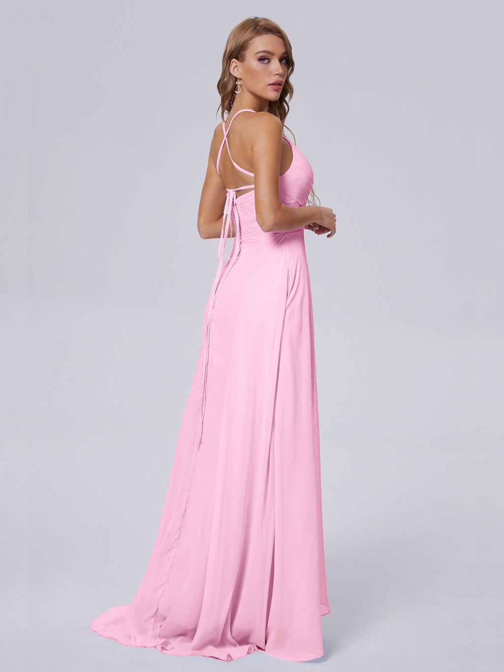 Harmony Unique Straps Chiffon Bridesmaid Dresses with Slit