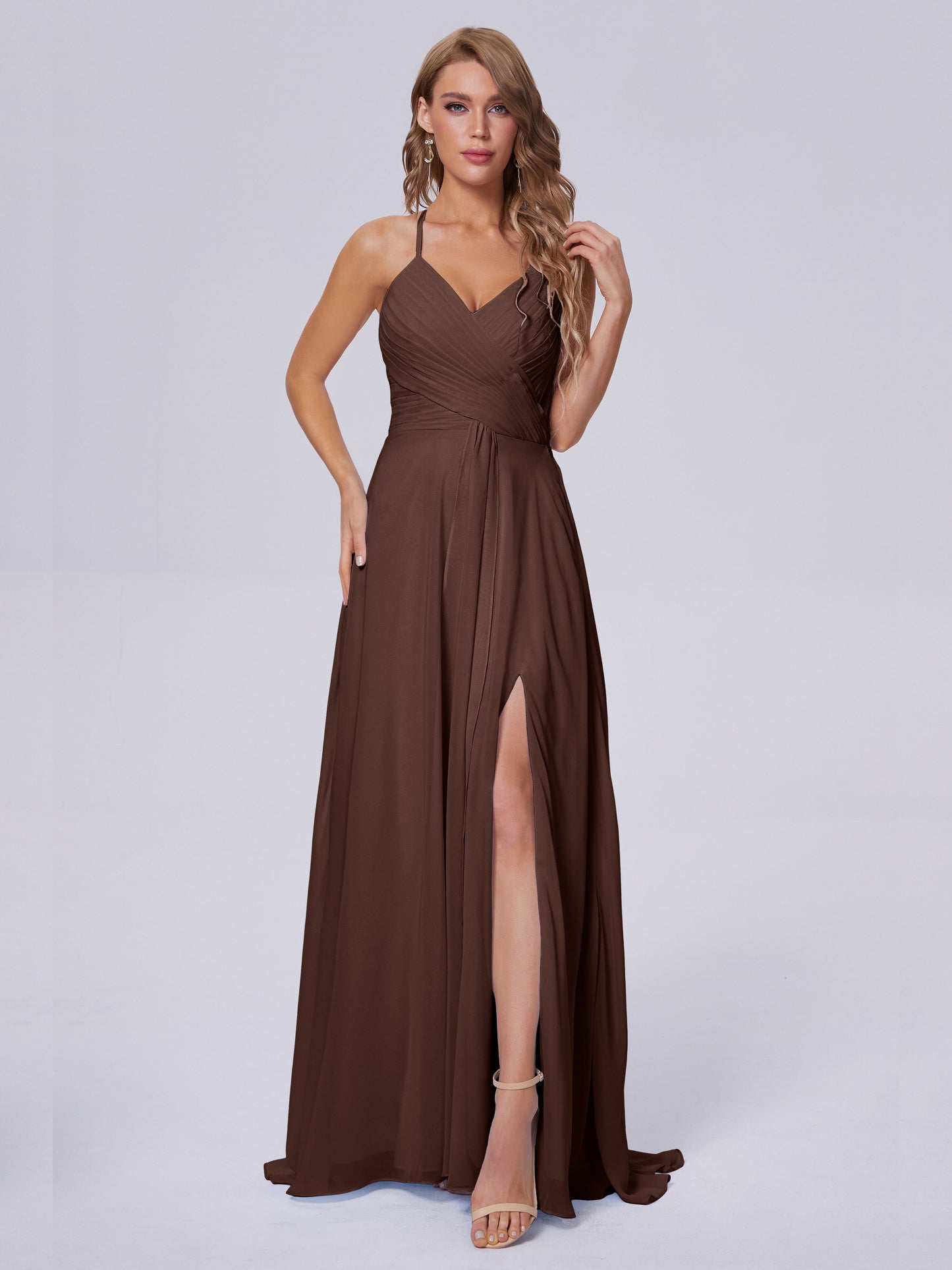 Harmony Unique Straps Chiffon Bridesmaid Dresses with Slit