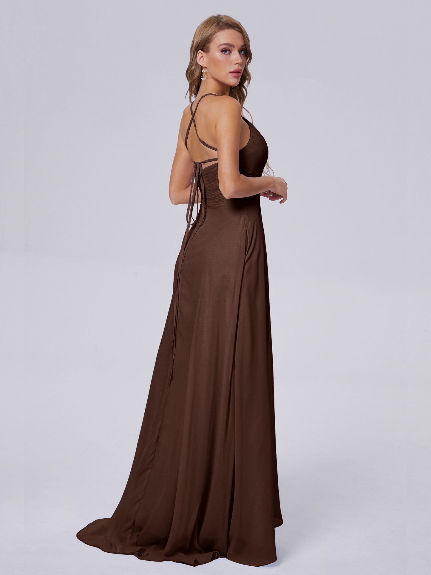 Harmony Unique Straps Chiffon Bridesmaid Dresses with Slit