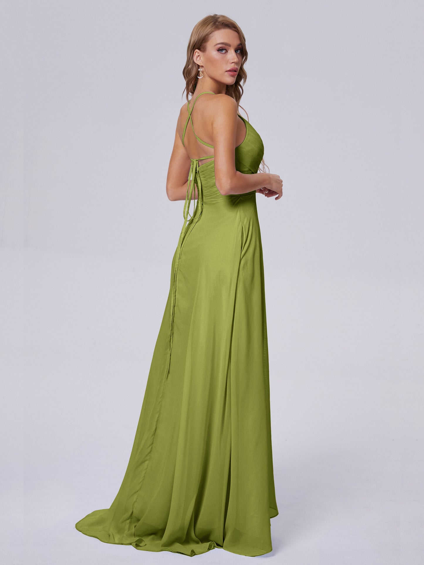 Harmony Unique Straps Chiffon Bridesmaid Dresses with Slit