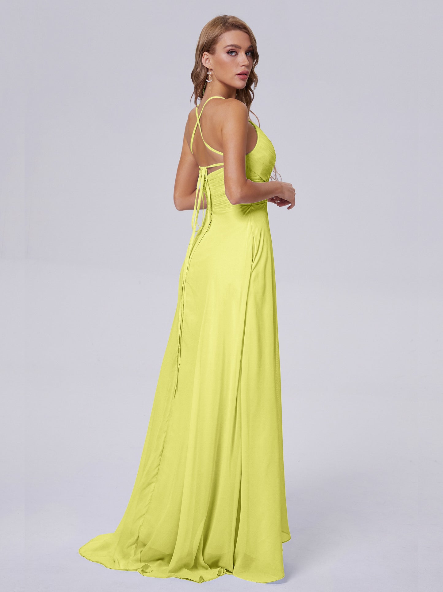 Harmony Unique Straps Chiffon Bridesmaid Dresses with Slit