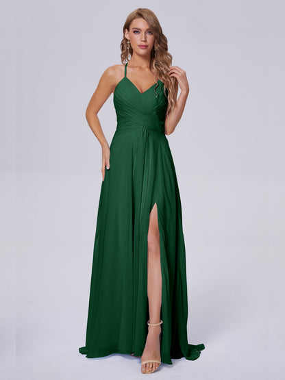 Harmony Unique Straps Chiffon Bridesmaid Dresses with Slit