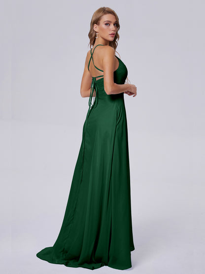 Harmony Unique Straps Chiffon Bridesmaid Dresses with Slit