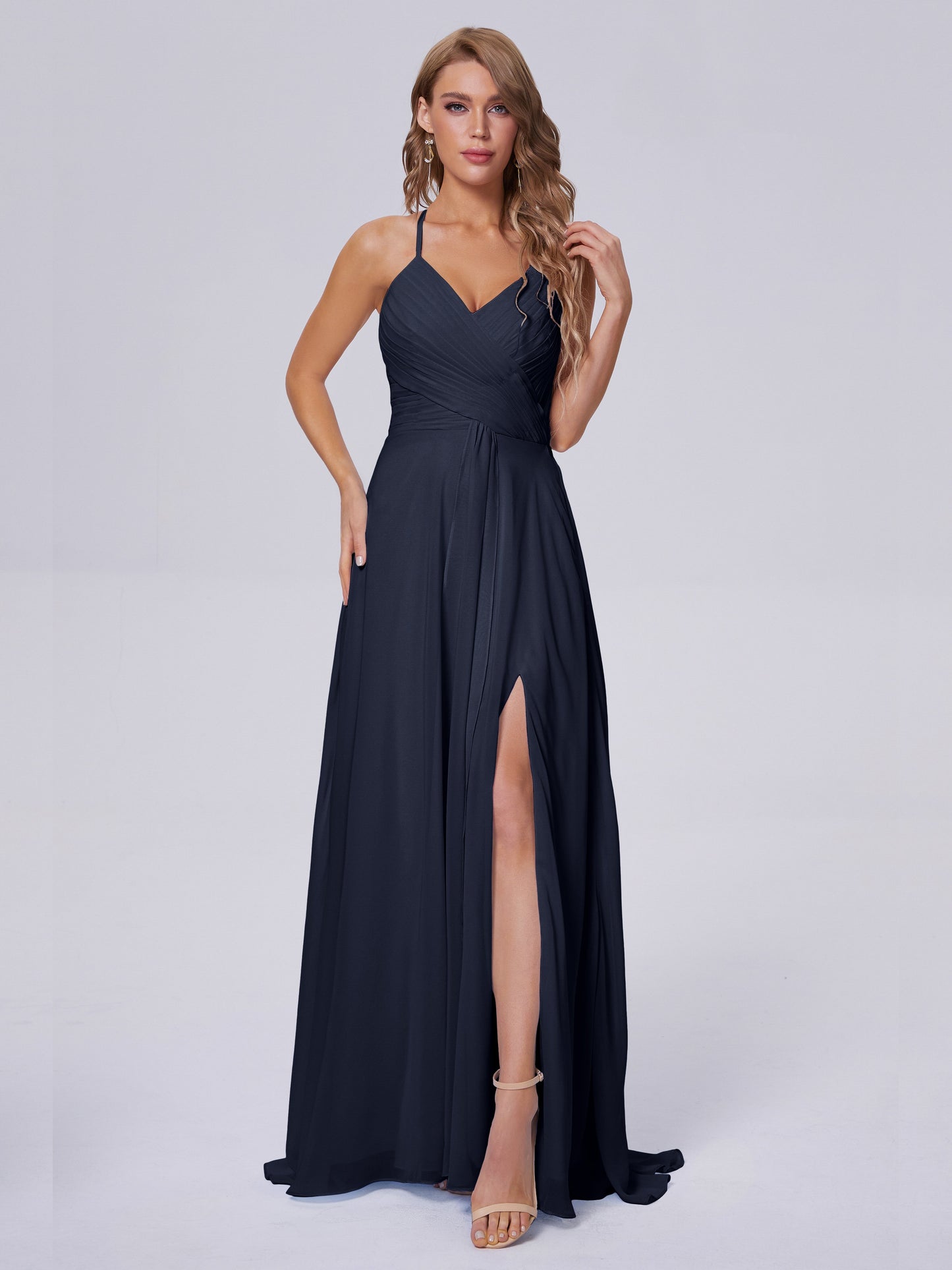 Harmony Unique Straps Chiffon Bridesmaid Dresses with Slit