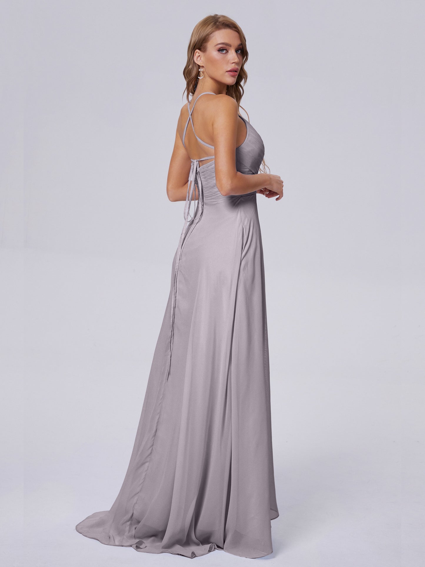 Harmony Unique Straps Chiffon Bridesmaid Dresses with Slit