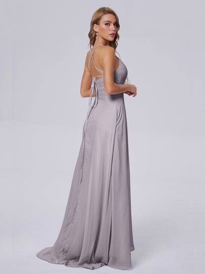 Harmony Unique Straps Chiffon Bridesmaid Dresses with Slit