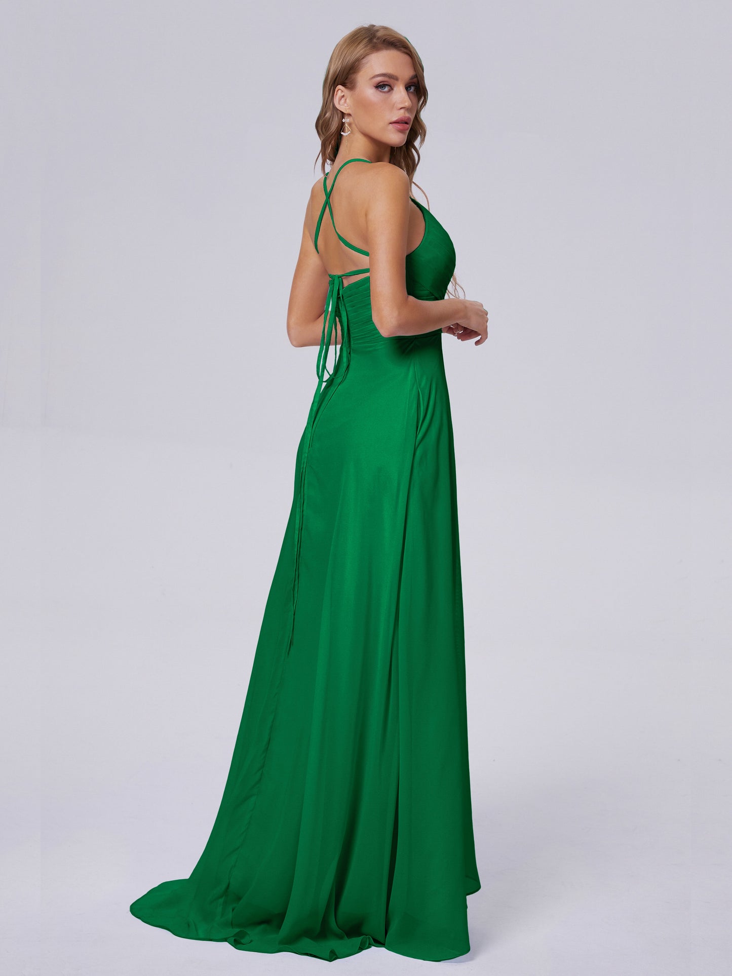Harmony Unique Straps Chiffon Bridesmaid Dresses with Slit