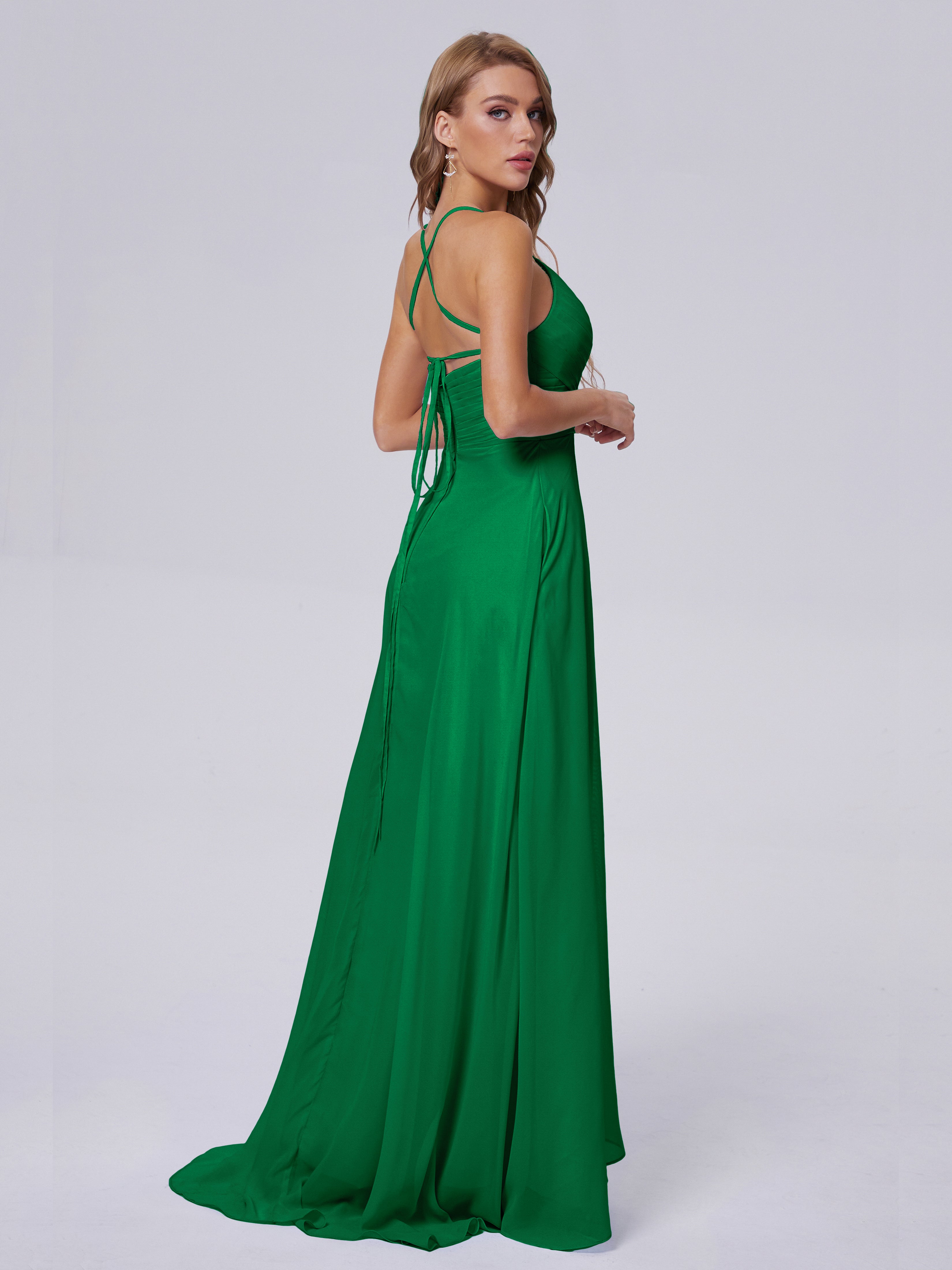 Harmony Unique Straps Chiffon Bridesmaid Dresses with Slit