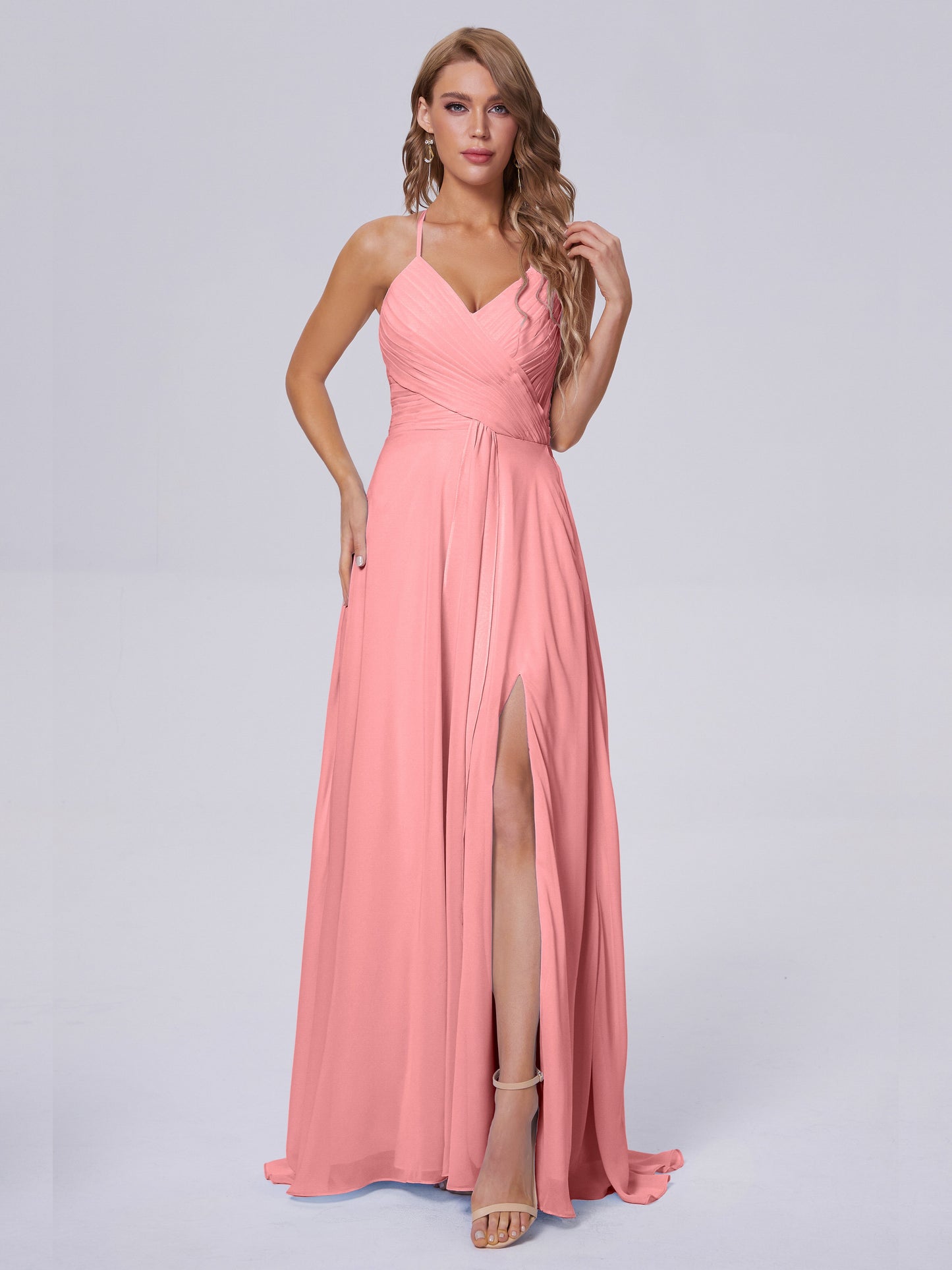 Harmony Unique Straps Chiffon Bridesmaid Dresses with Slit