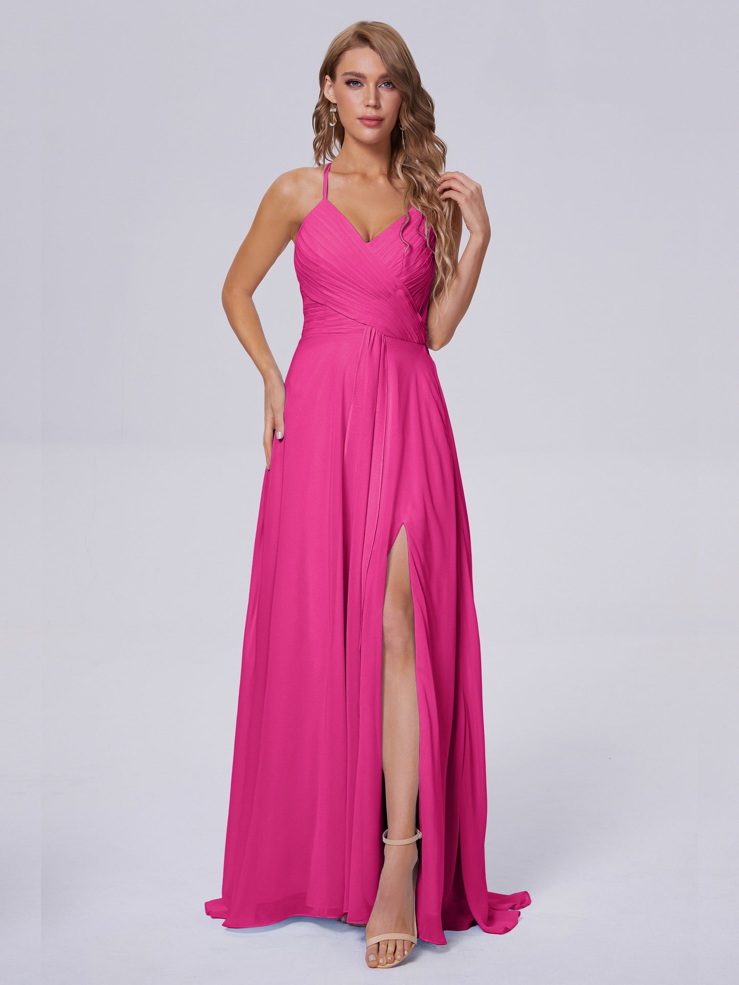Harmony Unique Straps Chiffon Bridesmaid Dresses with Slit