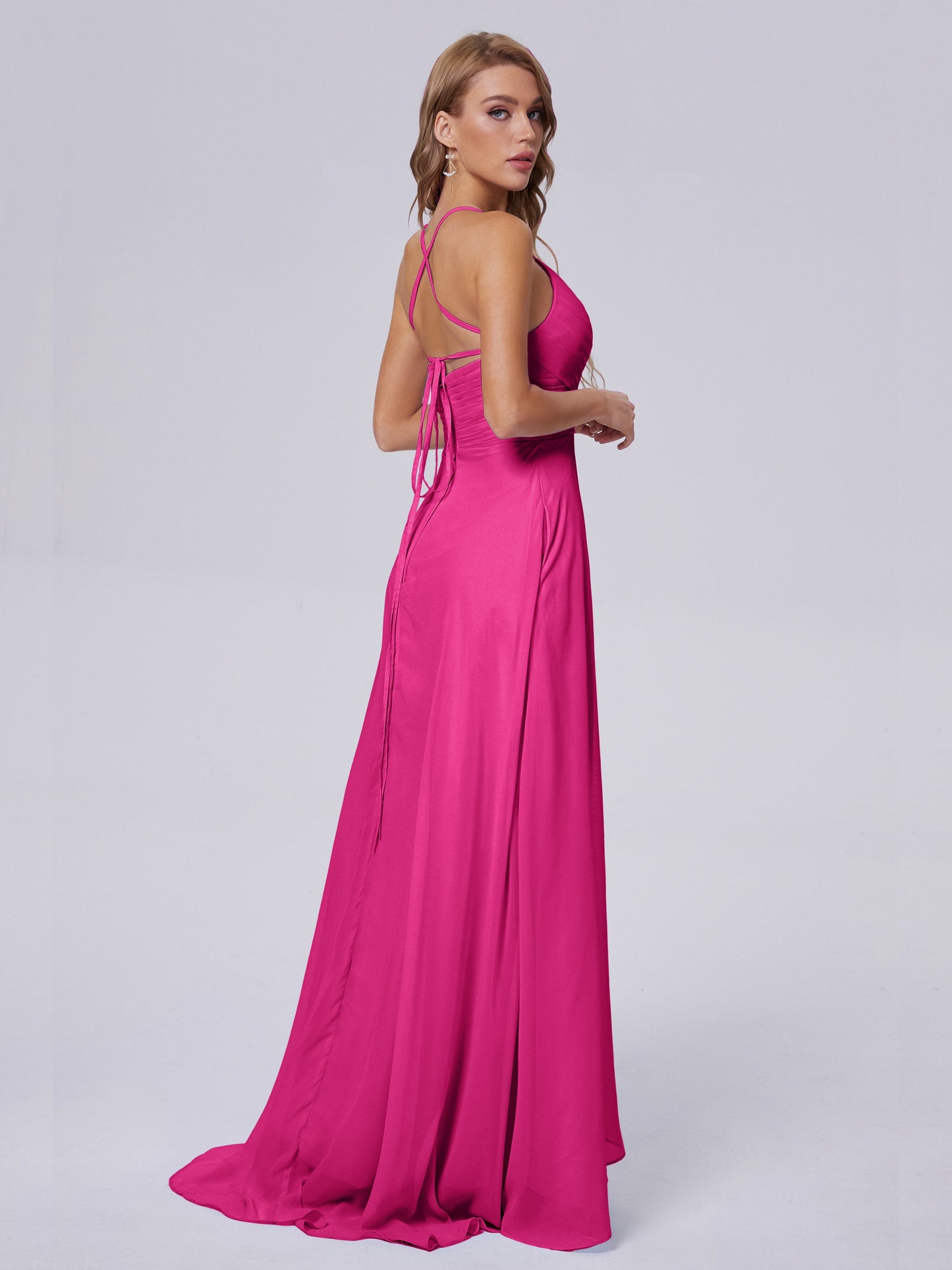 Harmony Unique Straps Chiffon Bridesmaid Dresses with Slit