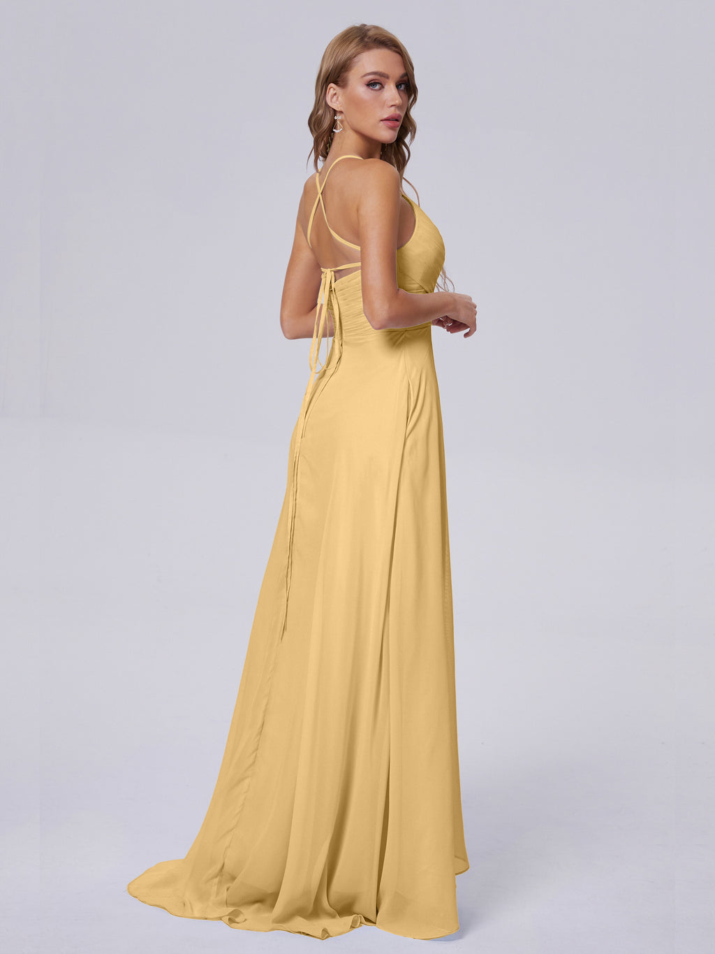 Harmony Unique Straps Chiffon Bridesmaid Dresses with Slit