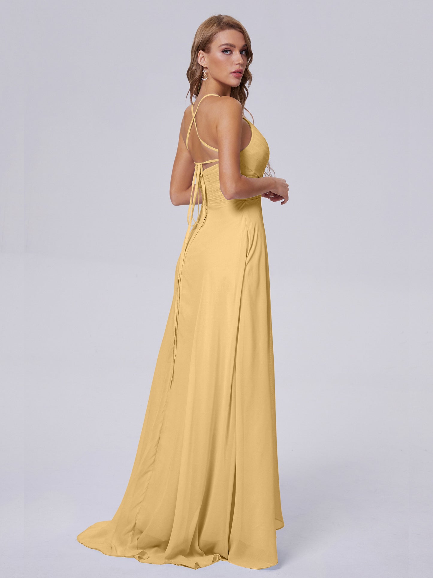 Harmony Unique Straps Chiffon Bridesmaid Dresses with Slit