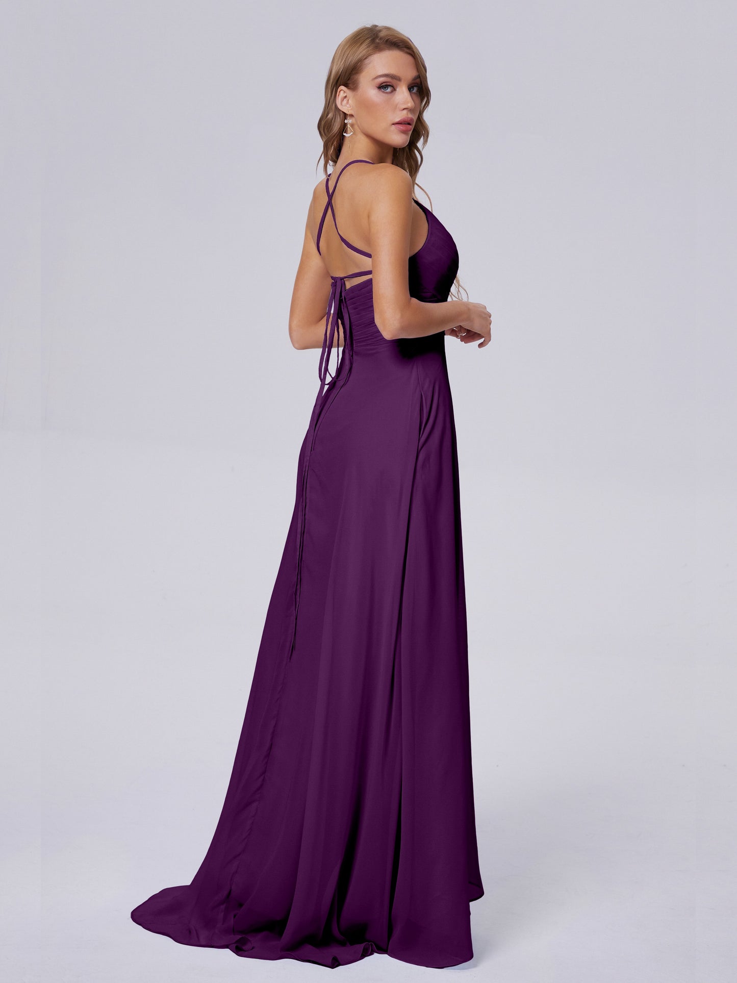 Harmony Unique Straps Chiffon Bridesmaid Dresses with Slit