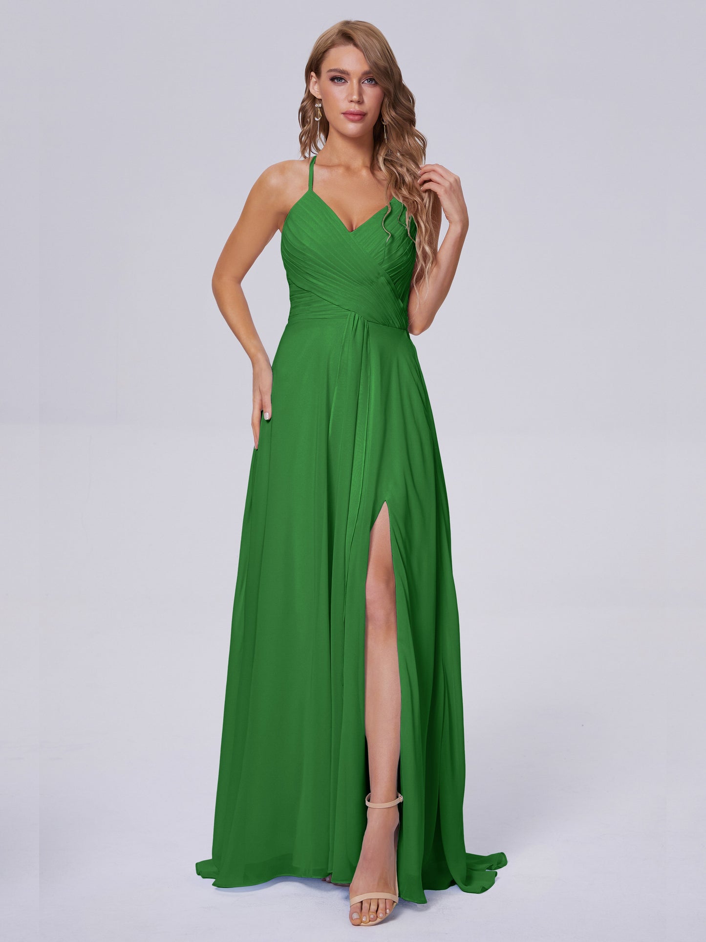Harmony Unique Straps Chiffon Bridesmaid Dresses with Slit