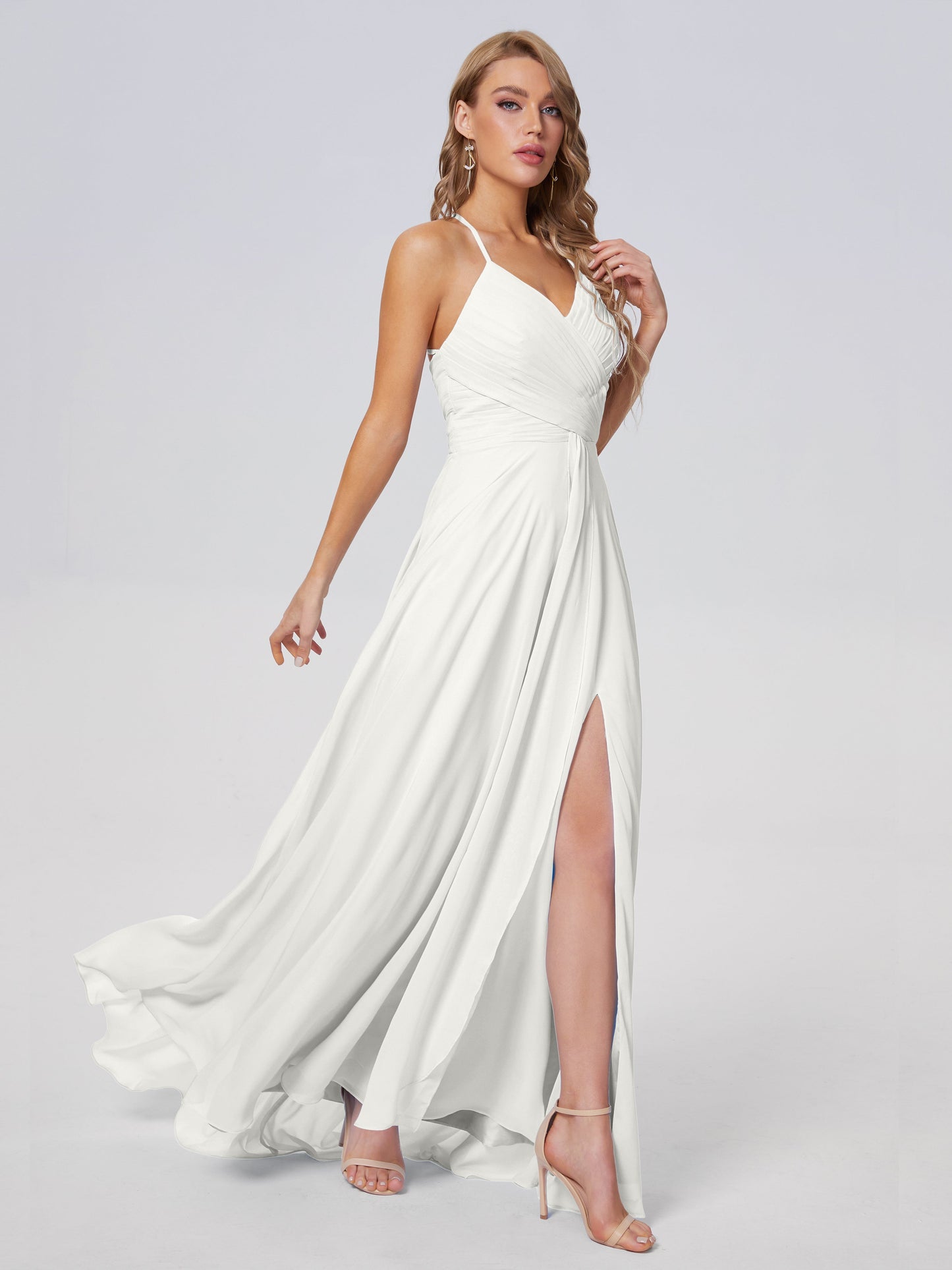 Harmony Unique Straps Chiffon Bridesmaid Dresses with Slit
