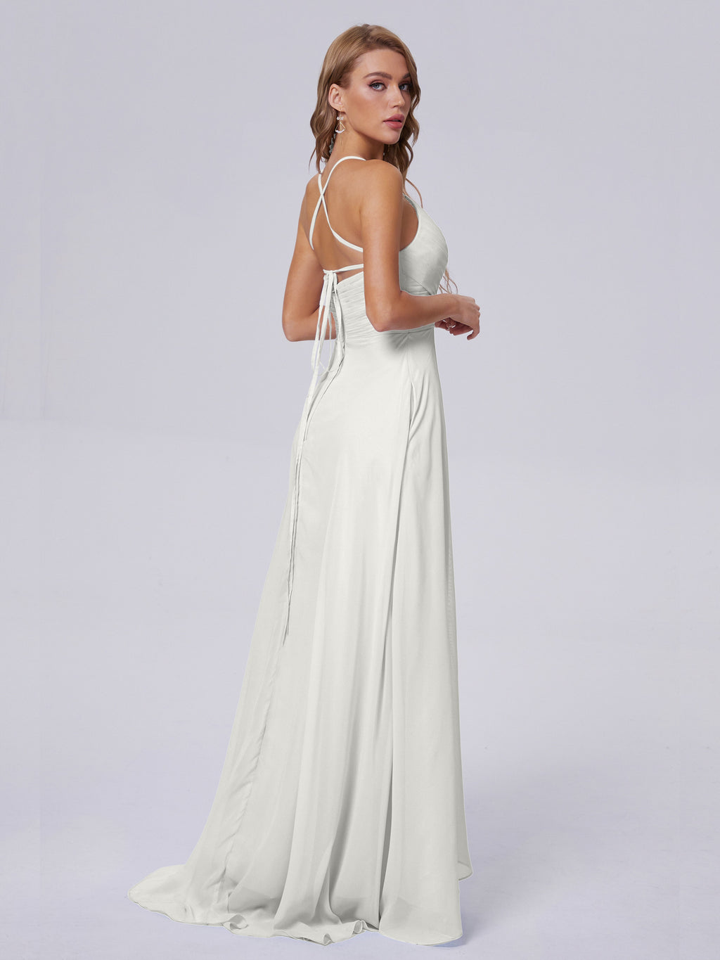 Harmony Unique Straps Chiffon Bridesmaid Dresses with Slit