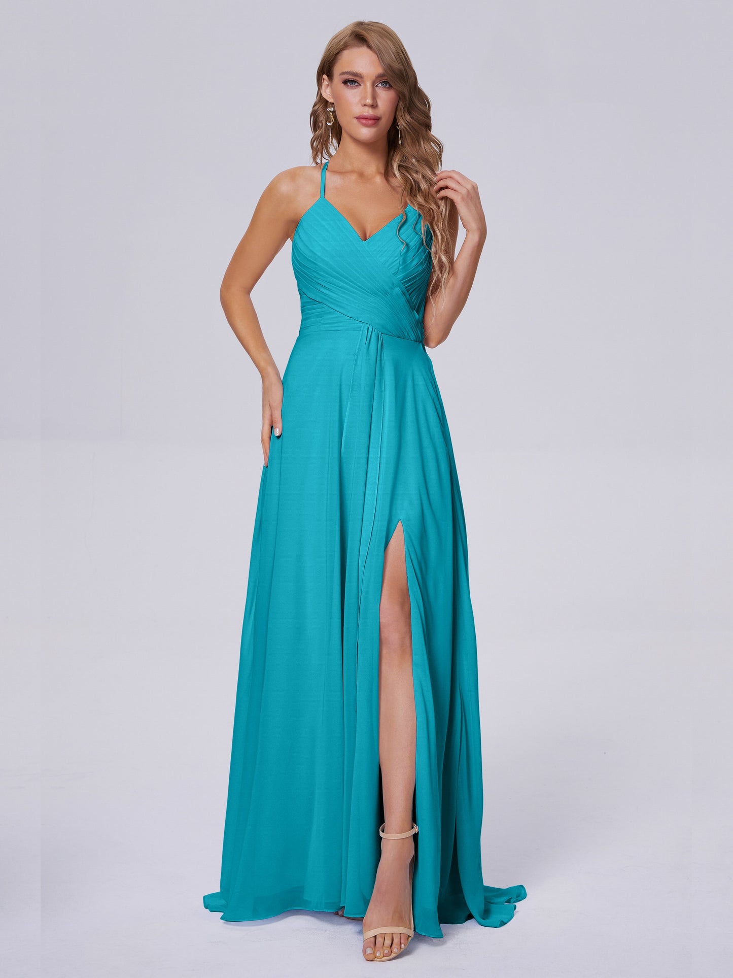 Harmony Unique Straps Chiffon Bridesmaid Dresses with Slit