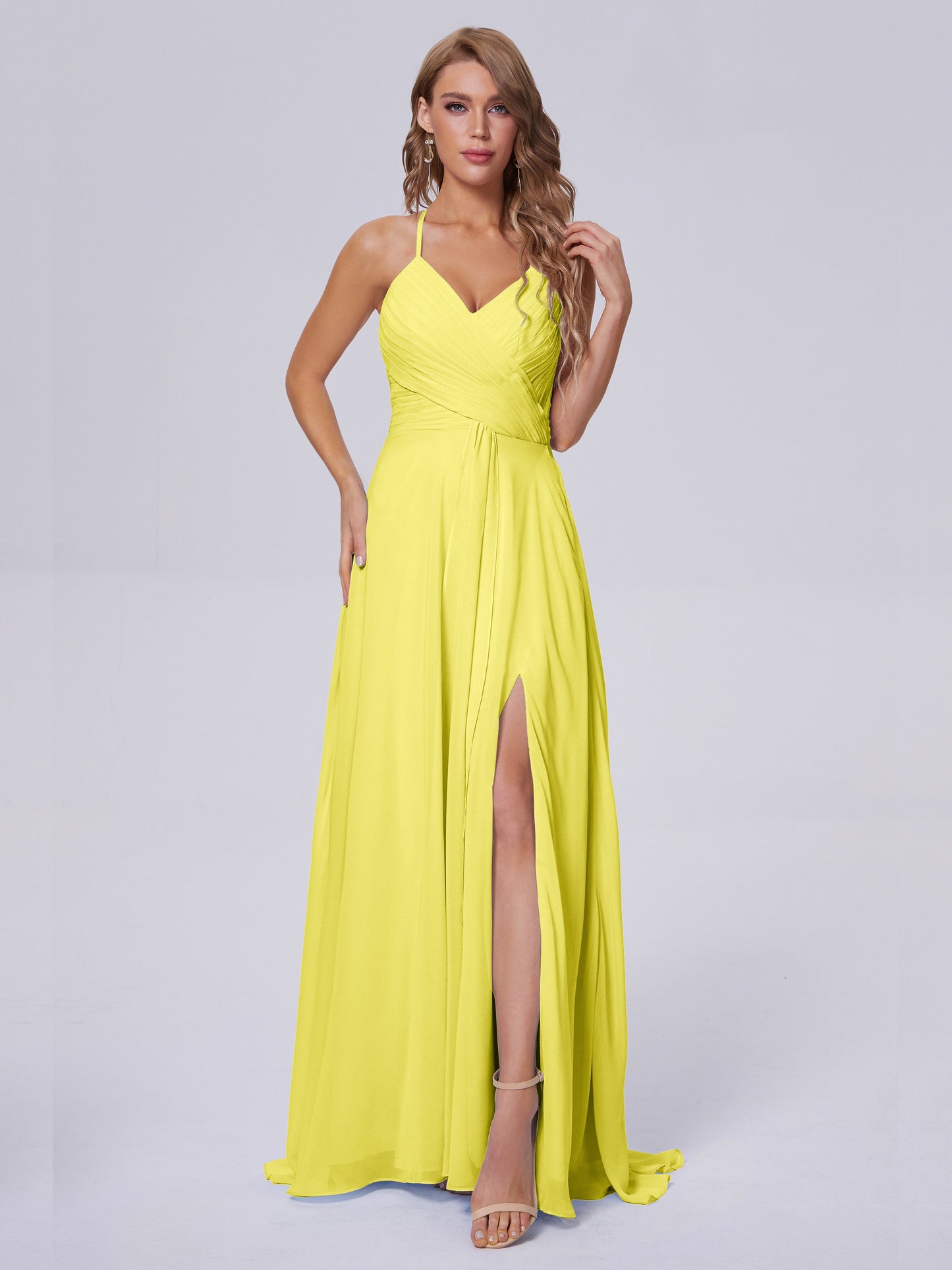 Harmony Unique Straps Chiffon Bridesmaid Dresses with Slit