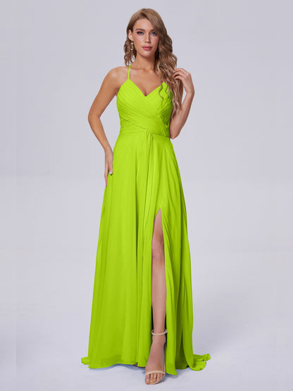 Harmony Unique Straps Chiffon Bridesmaid Dresses with Slit