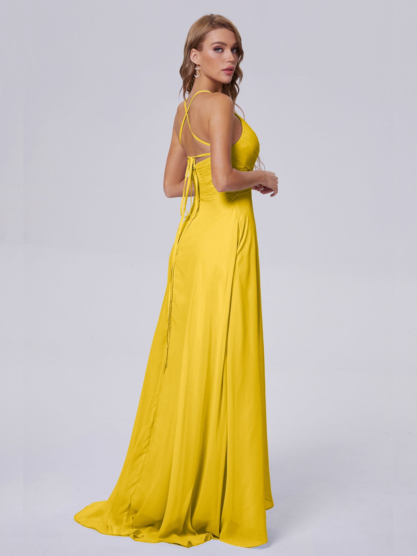 Harmony Unique Straps Chiffon Bridesmaid Dresses with Slit