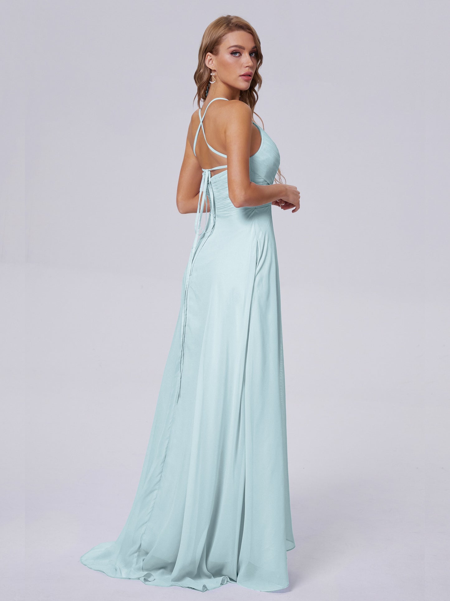 Harmony Unique Straps Chiffon Bridesmaid Dresses with Slit