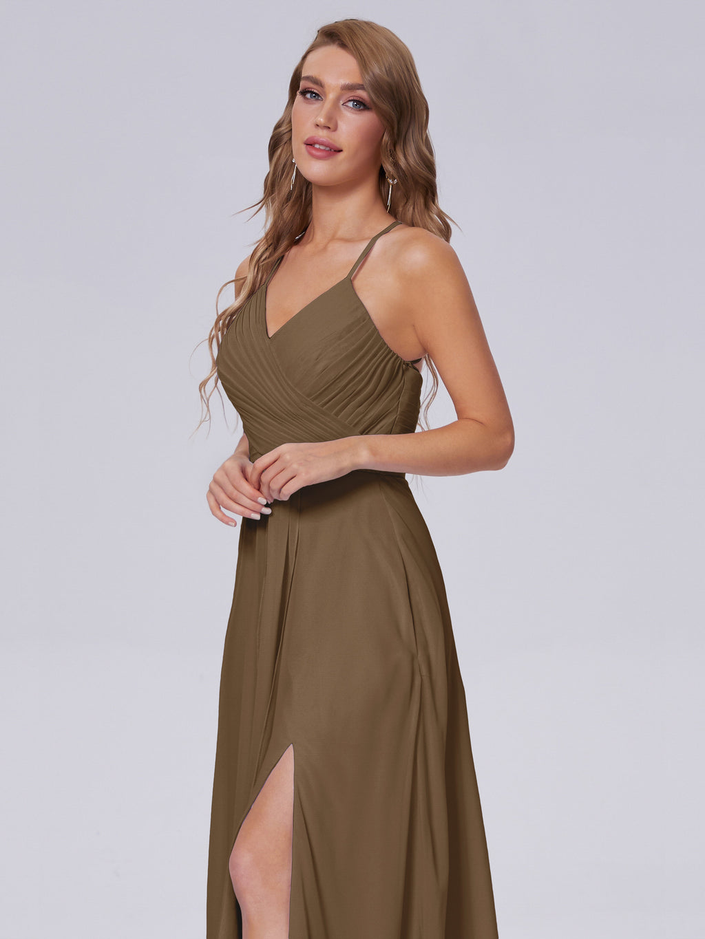 Harmony Unique Straps Chiffon Bridesmaid Dresses with Slit