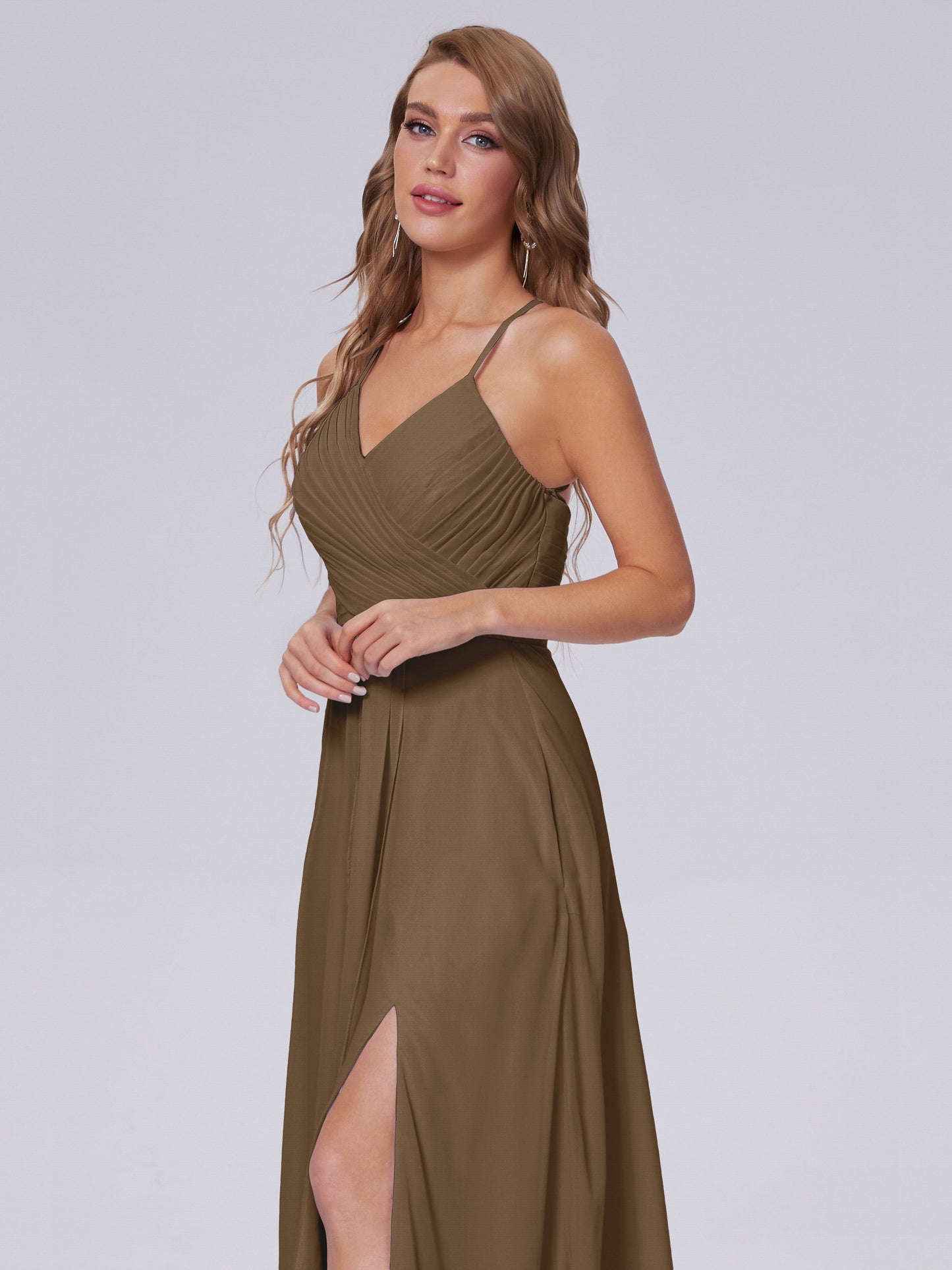 Harmony Unique Straps Chiffon Bridesmaid Dresses with Slit