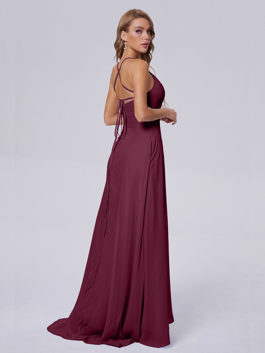 Harmony Unique Straps Chiffon Bridesmaid Dresses with Slit