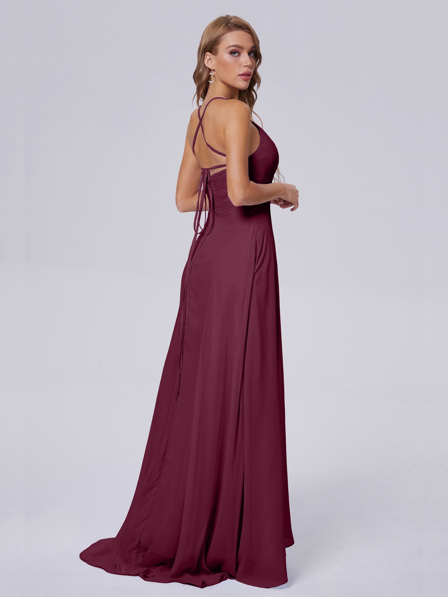 Harmony Unique Straps Chiffon Bridesmaid Dresses with Slit