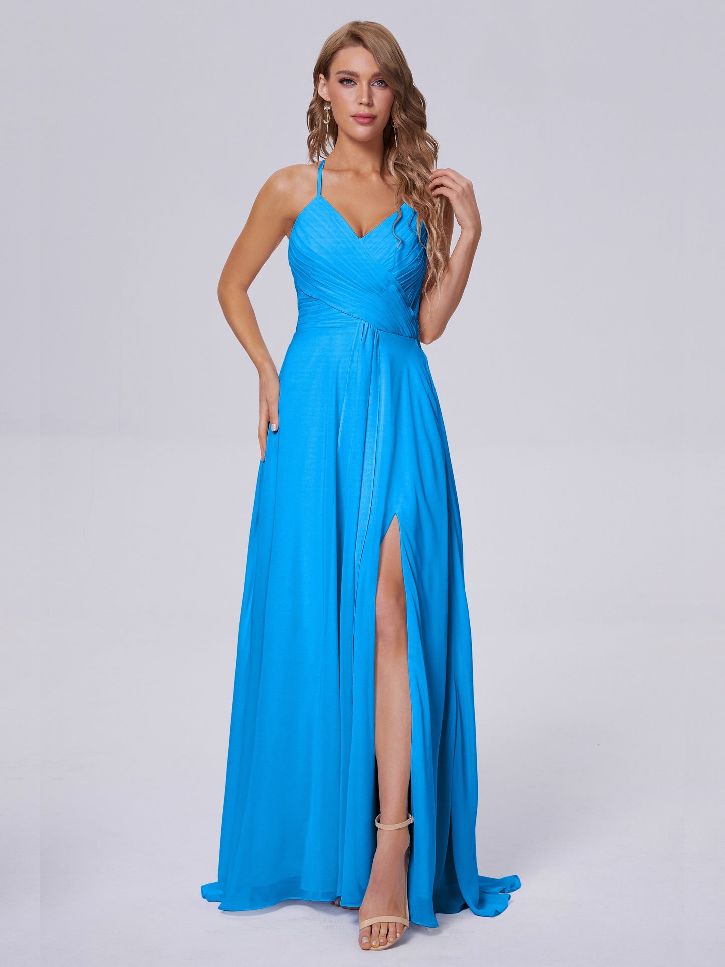 Harmony Unique Straps Chiffon Bridesmaid Dresses with Slit