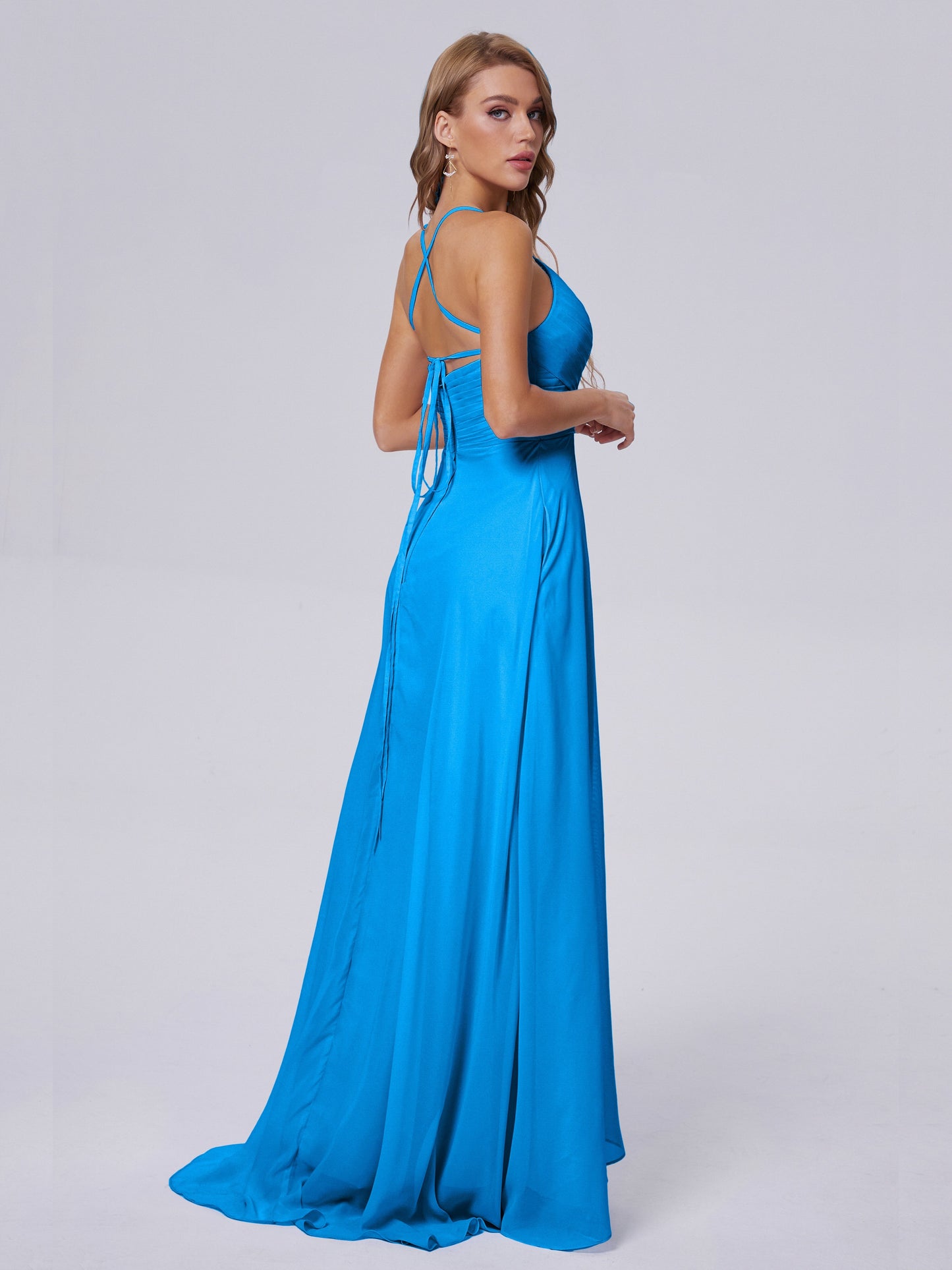 Harmony Unique Straps Chiffon Bridesmaid Dresses with Slit