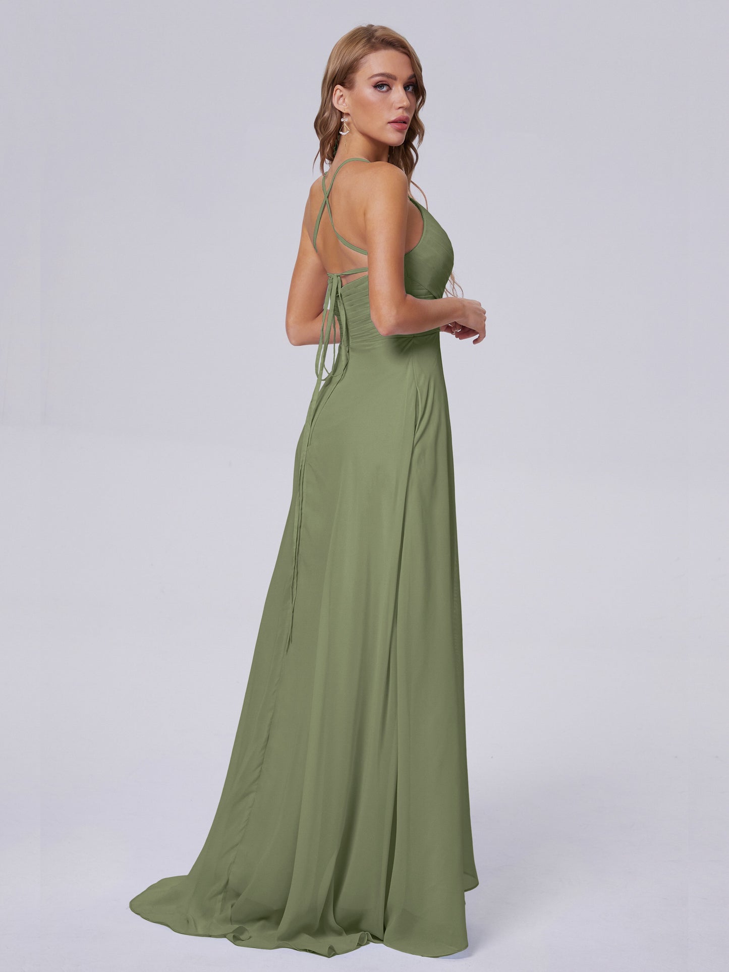 Harmony Unique Straps Chiffon Bridesmaid Dresses with Slit