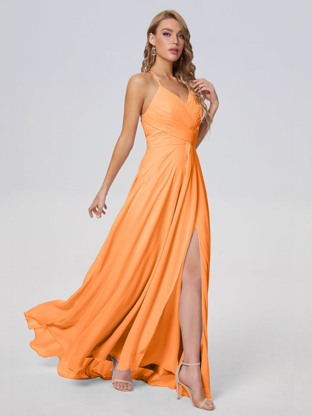 Harmony Unique Straps Chiffon Bridesmaid Dresses with Slit