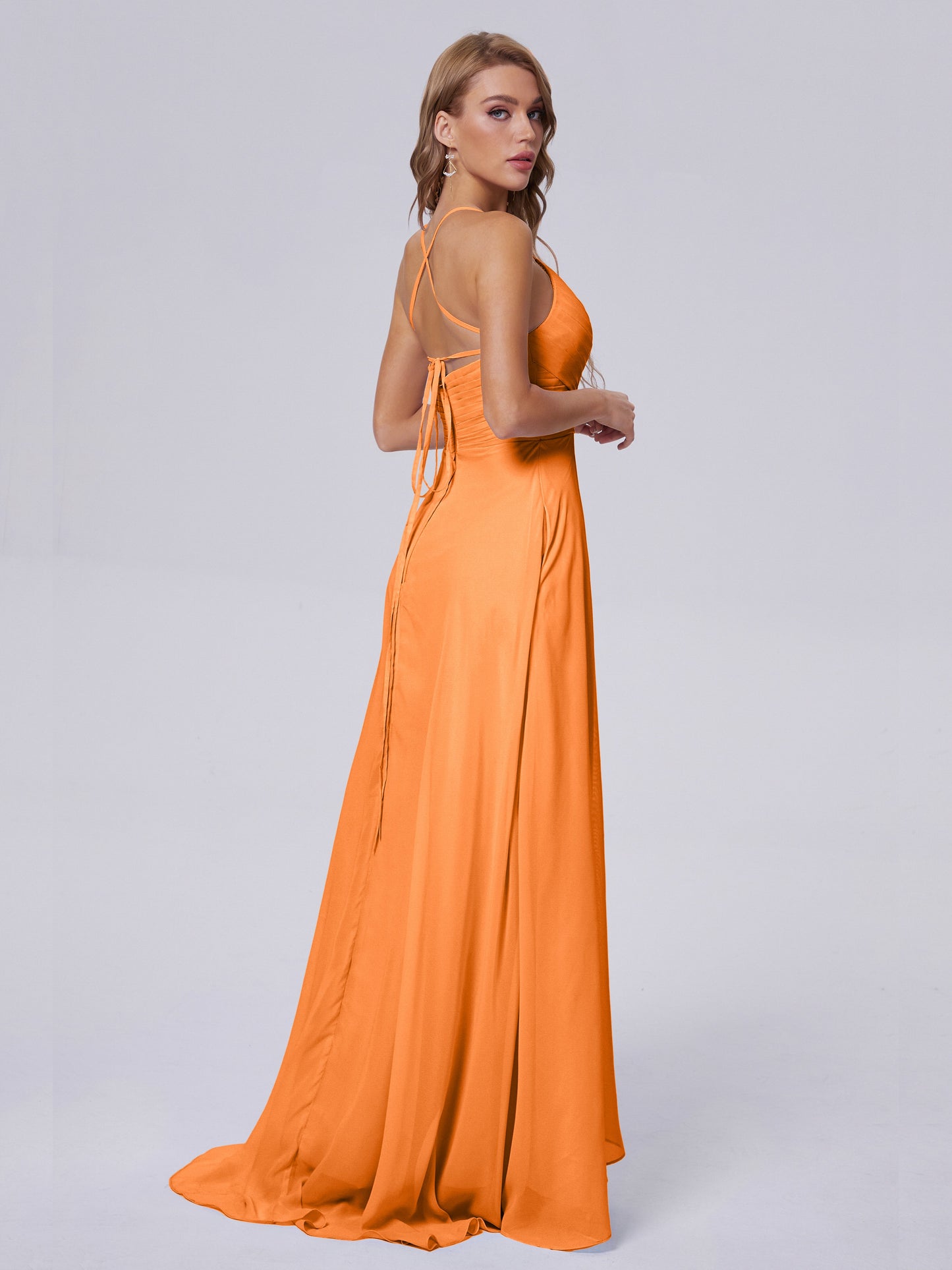 Harmony Unique Straps Chiffon Bridesmaid Dresses with Slit