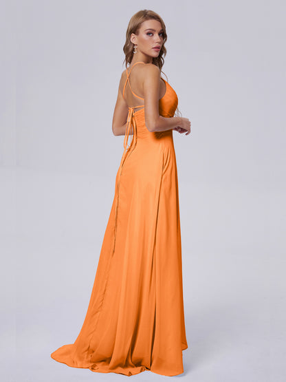 Harmony Unique Straps Chiffon Bridesmaid Dresses with Slit