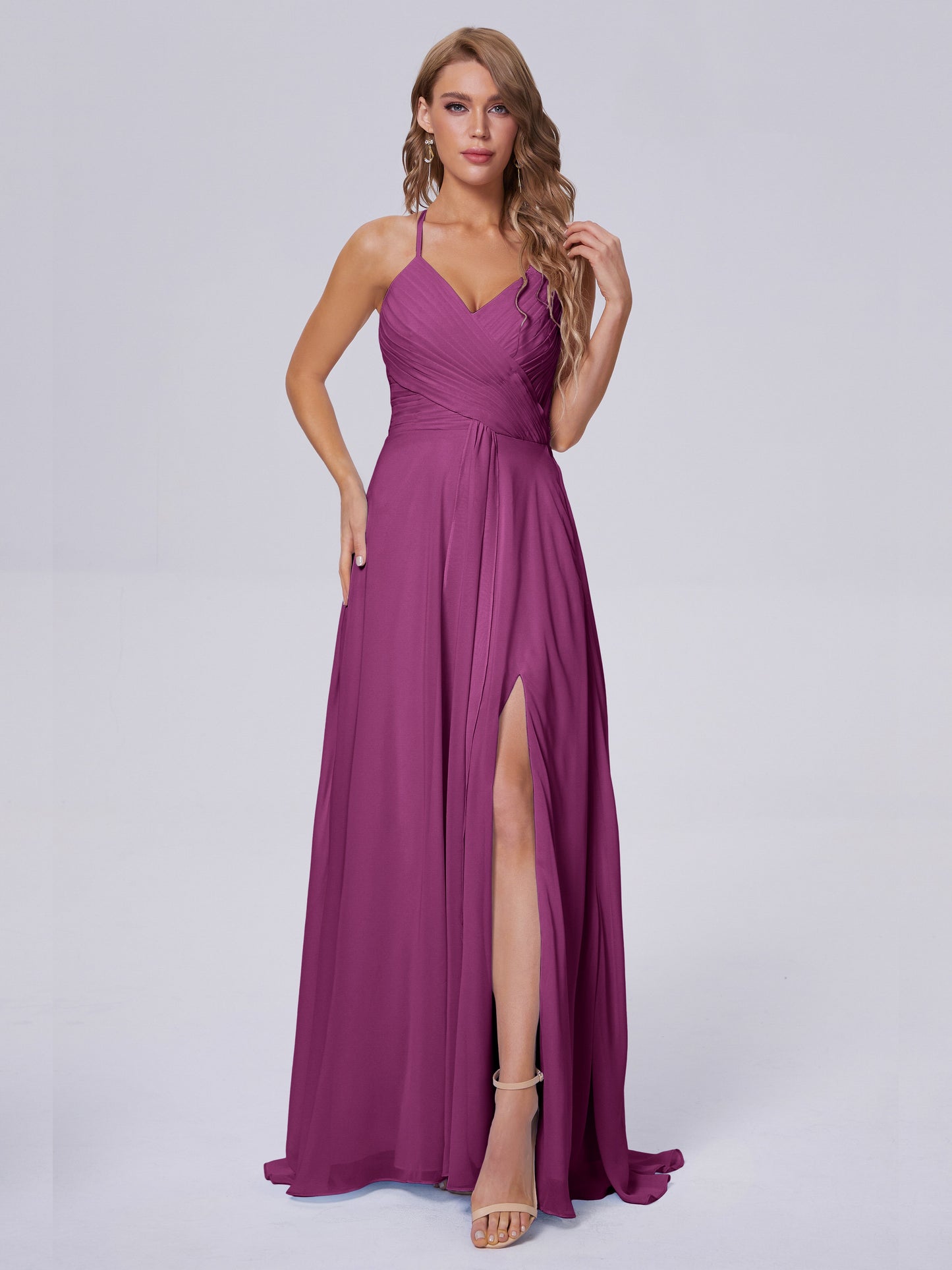 Harmony Unique Straps Chiffon Bridesmaid Dresses with Slit