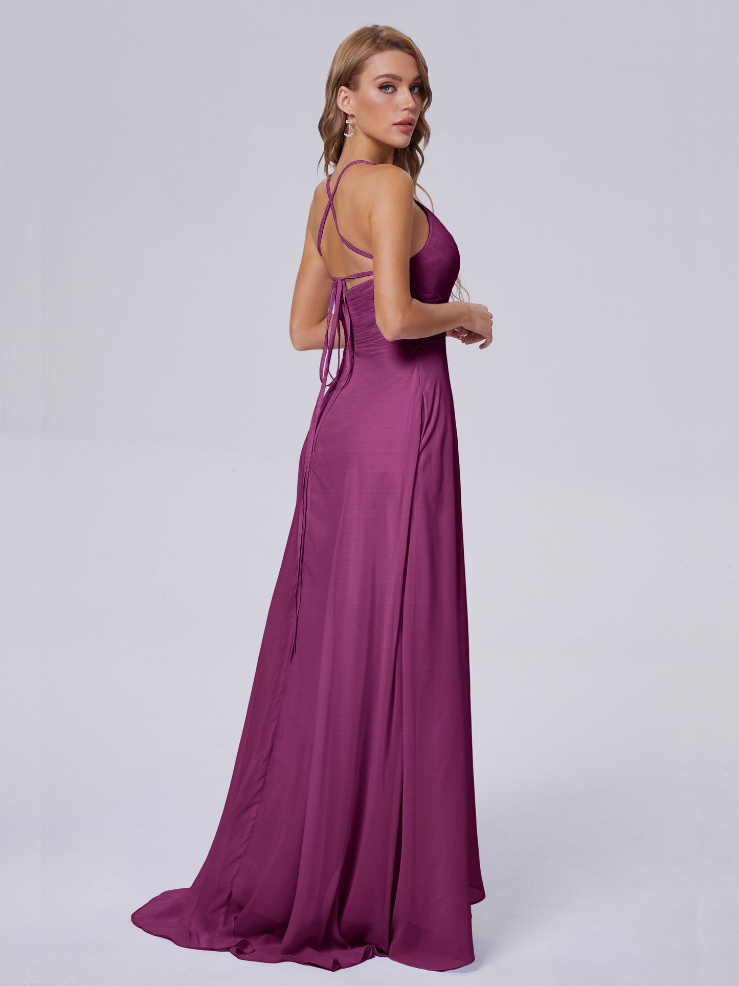 Harmony Unique Straps Chiffon Bridesmaid Dresses with Slit