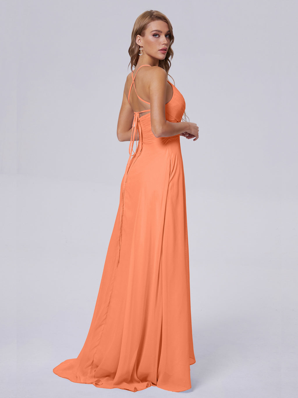Harmony Unique Straps Chiffon Bridesmaid Dresses with Slit