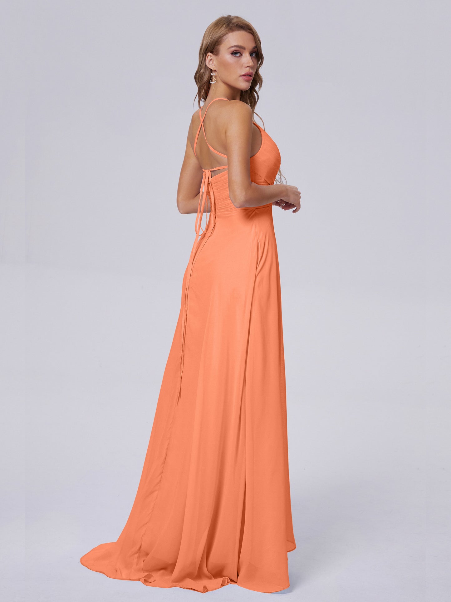 Harmony Unique Straps Chiffon Bridesmaid Dresses with Slit