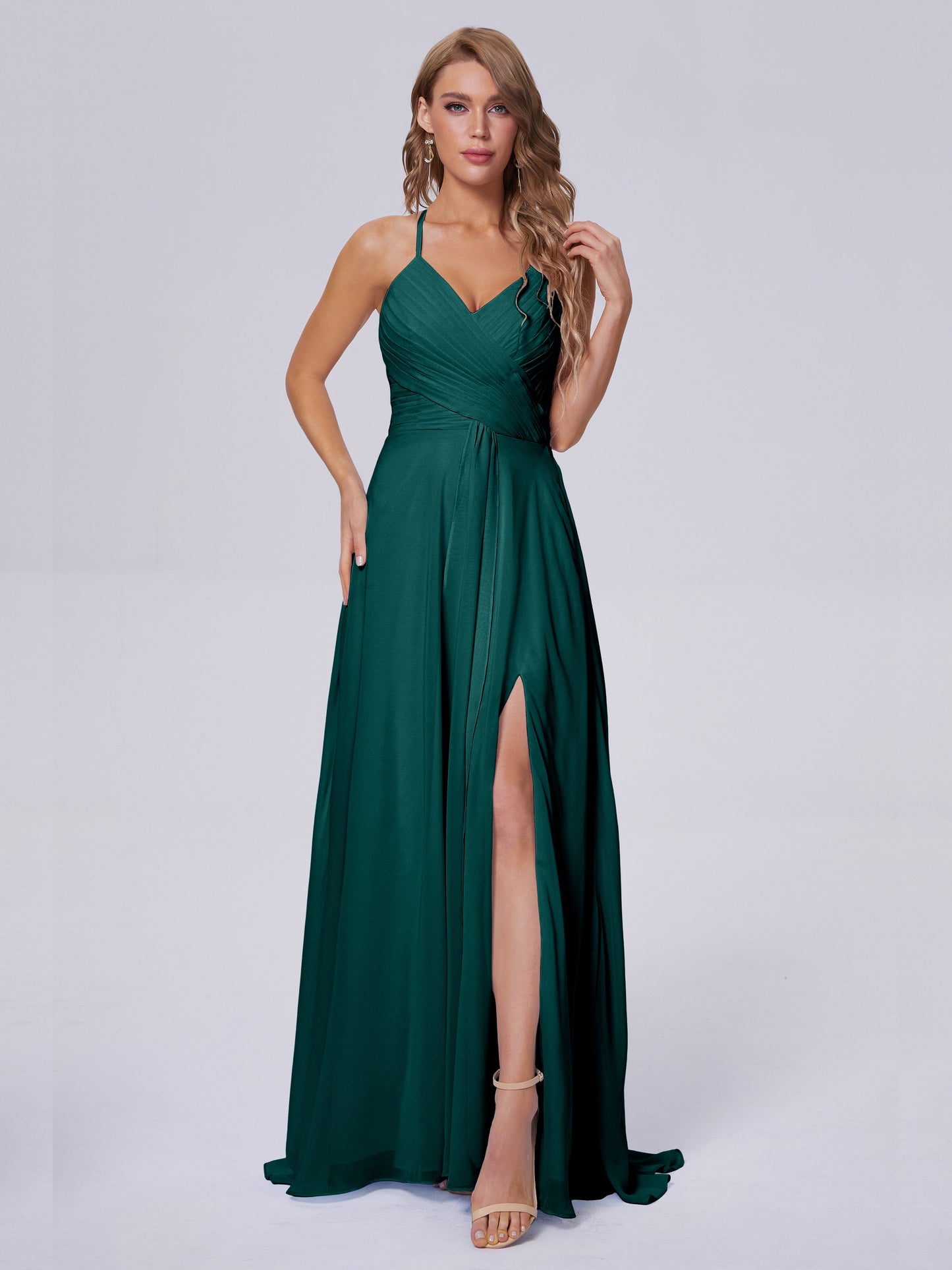 Harmony Unique Straps Chiffon Bridesmaid Dresses with Slit