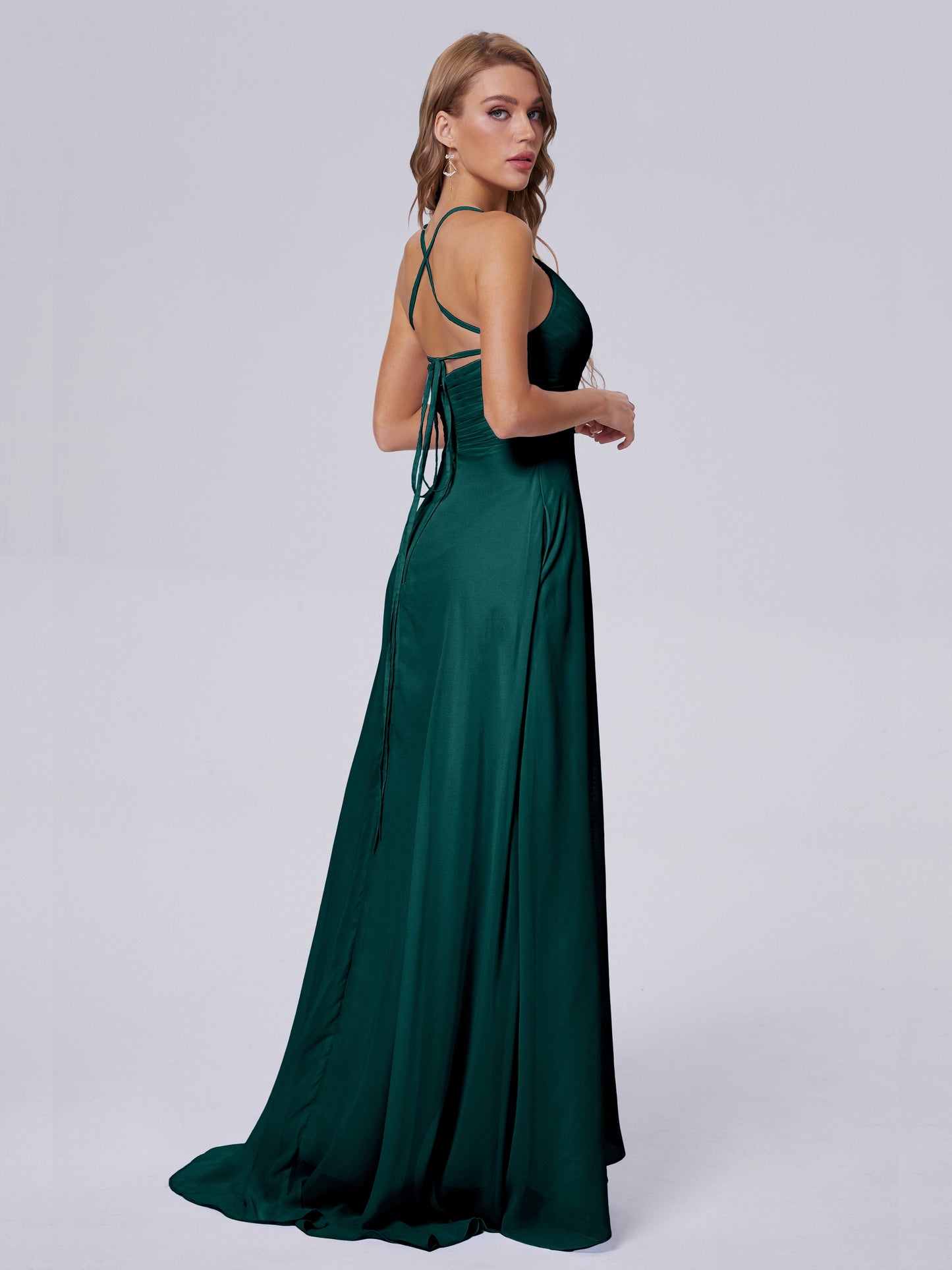 Harmony Unique Straps Chiffon Bridesmaid Dresses with Slit