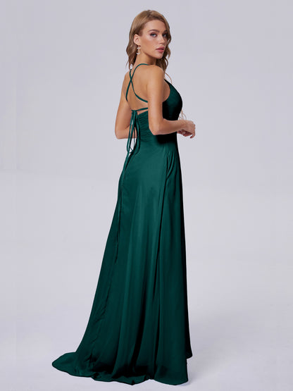 Harmony Unique Straps Chiffon Bridesmaid Dresses with Slit