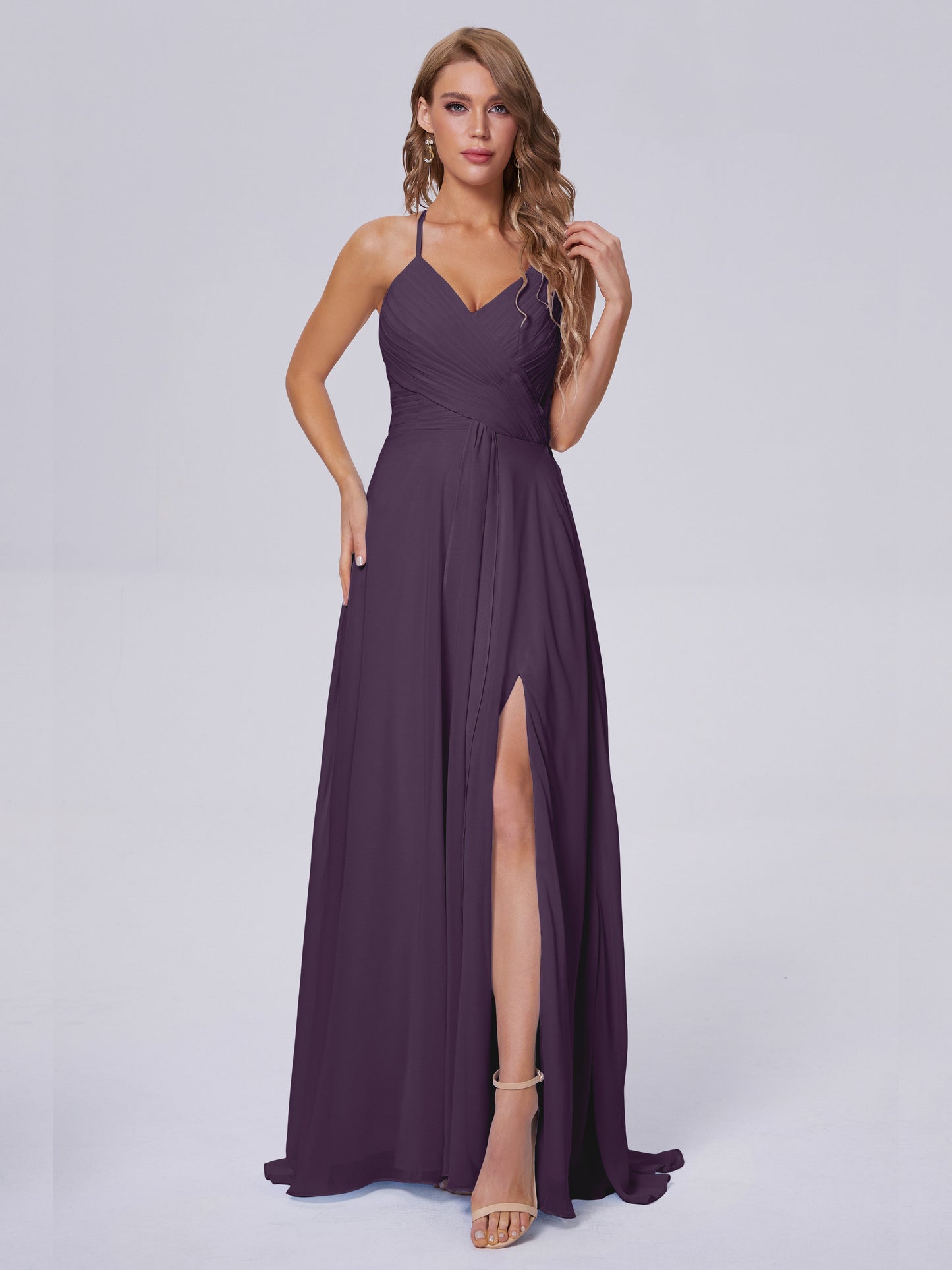Harmony Unique Straps Chiffon Bridesmaid Dresses with Slit