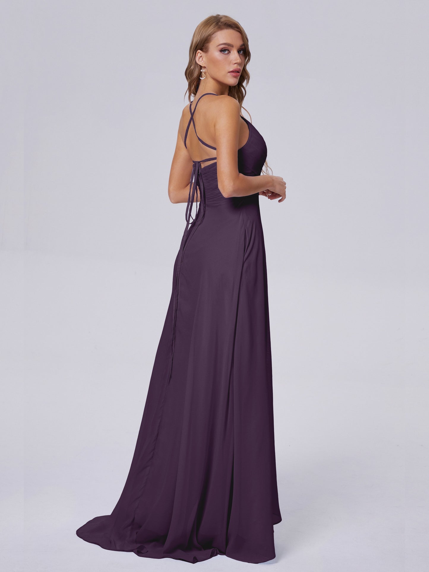Harmony Unique Straps Chiffon Bridesmaid Dresses with Slit