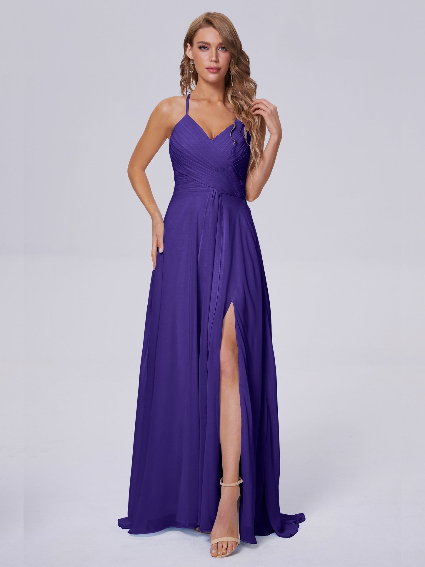 Harmony Unique Straps Chiffon Bridesmaid Dresses with Slit