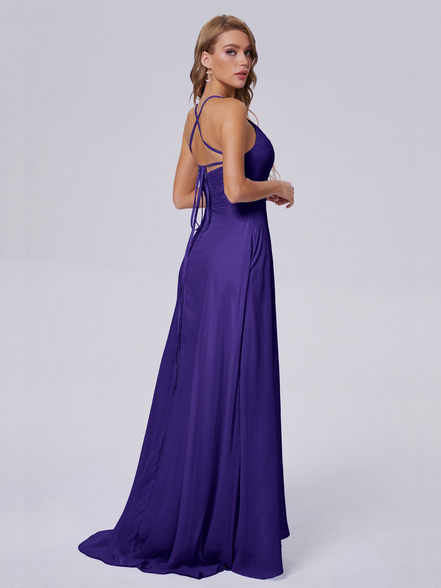 Harmony Unique Straps Chiffon Bridesmaid Dresses with Slit