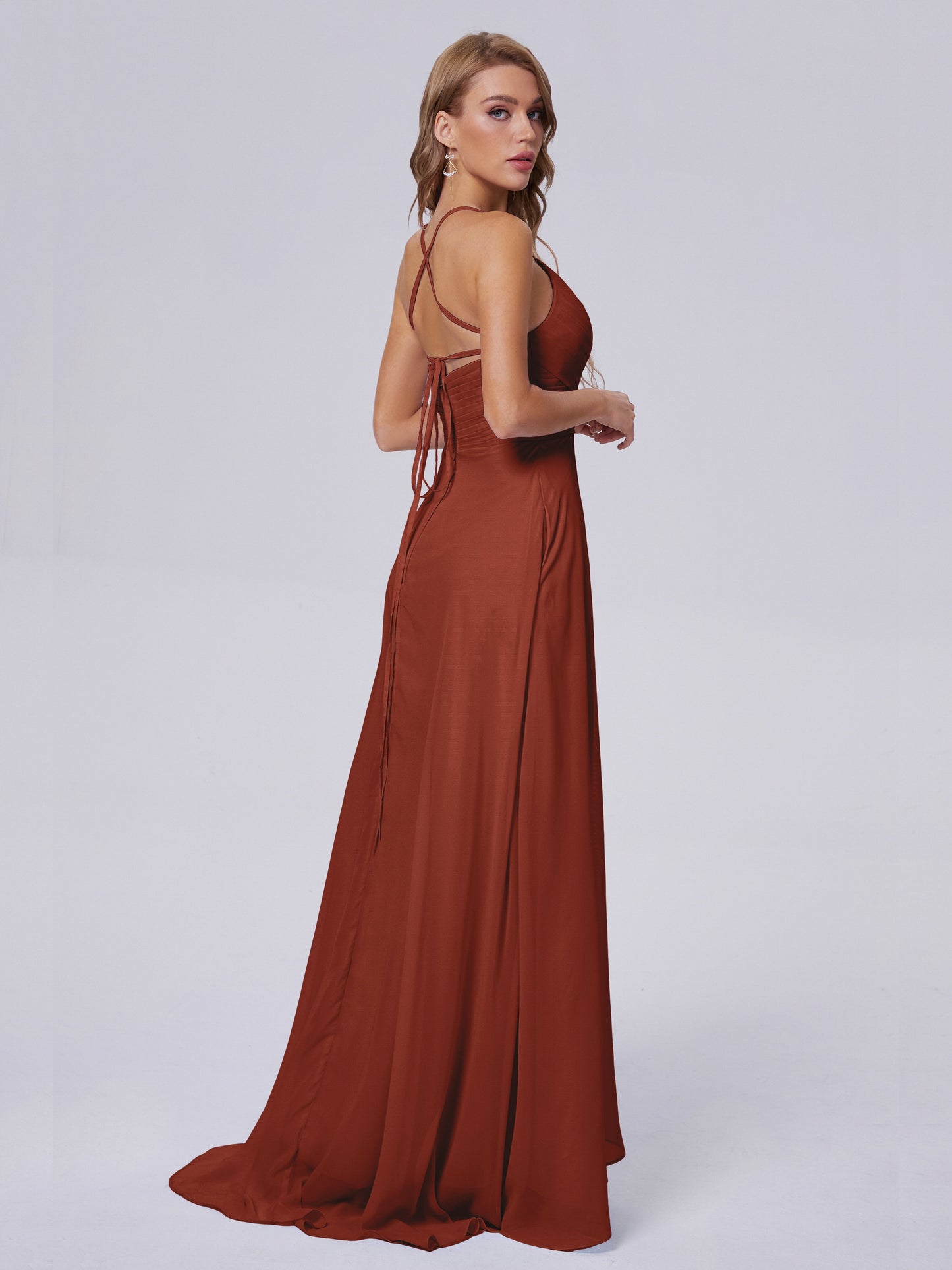 Harmony Unique Straps Chiffon Bridesmaid Dresses with Slit